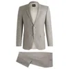 Hugo Boss Slim-fit Suit In Patterned Wool In Beige