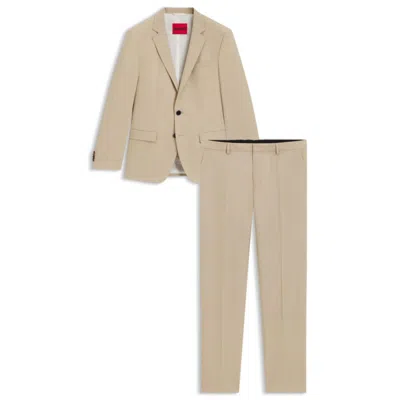 Hugo Boss Slim-fit Suit In Performance-stretch Wool In Neutral