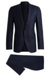 Hugo Boss Boss Notched Lapel Padded Shoulder Jacket With Eyelet Design In Dark Blue