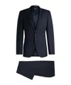 Hugo Boss Regular-fit Suit In Checked Stretch Wool In Dark Blue