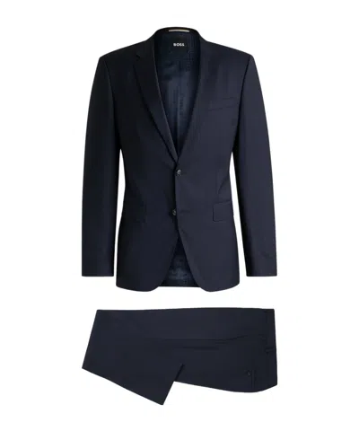 Hugo Boss Slim-fit Suit In Virgin Wool In Dark Blue