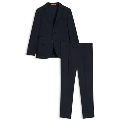 Hugo Boss Slim-fit Suit In Wool And Silk In Black