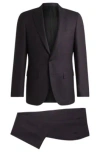 Hugo Boss Boss Notched Lapel Padded Shoulder Jacket With Eyelet Design In Dark Purple