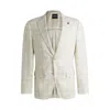 Hugo Boss Slim-fit Suit Jacket In A Checked Wool Blend In White