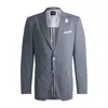 Hugo Boss Slim-fit Suit Jacket In A Patterned Wool Blend In Blue