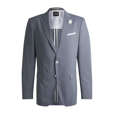 Hugo Boss Slim-fit Suit Jacket In A Patterned Wool Blend In Blue