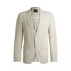 Hugo Boss Slim-fit Suit Jacket In A Patterned Wool Blend In White