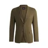 Hugo Boss Slim-fit Suit Jacket In A Stretch-linen Blend In Green