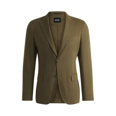 Hugo Boss Slim-fit Suit Jacket In A Stretch-linen Blend In Green