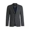 Hugo Boss Slim-fit Suit Jacket In Micro-patterned Stretch Fabric In Blue