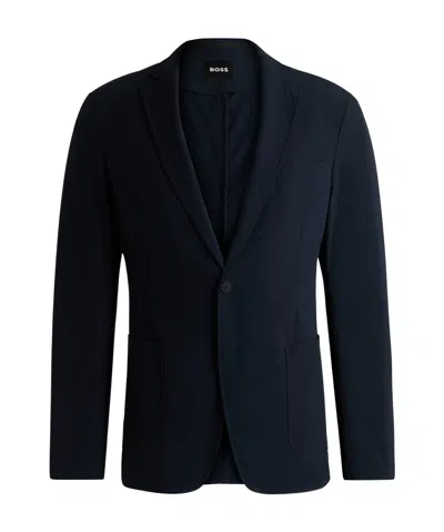 Hugo Boss Slim-fit Suit Jacket In Travel-friendly Stretch Softshell In Black