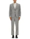 Hugo Boss Tailored Suit With Buttoned Cuffs And Pockets In Gray
