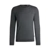 Hugo Boss Slim-fit Sweater In Merino Wool With Crew Neckline In Grey