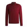 Hugo Boss Slim-fit Sweater In Wool With Polo Collar In Red