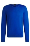 Hugo Boss Slim-fit Sweater In Virgin Wool With Crew Neckline In Blue