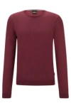 Hugo Boss Slim-fit Sweater In Virgin Wool With Crew Neckline In Dark Red