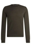 Hugo Boss Slim-fit Sweater In Virgin Wool With Crew Neckline In Light Green