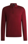 Hugo Boss Slim-fit Sweater In Wool With Polo Collar In Red