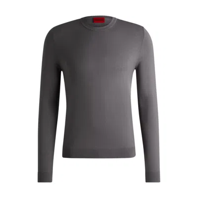 Hugo Boss Slim-fit Sweater With Crew Neck In Soft Yarns In Grey