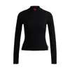 Hugo Boss Slim-fit Sweater With Irregular Ribbed Structure In Black