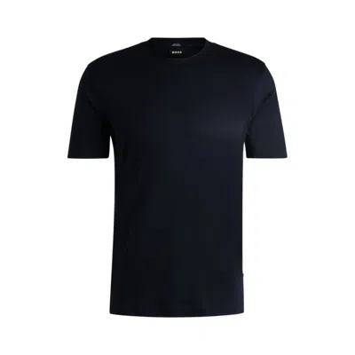 Hugo Boss Slim-fit T-shirt In Mercerized Cotton In Blue