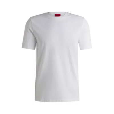 Hugo Boss Slim-fit T-shirt In Mercerized Stretch-cotton Piqué In White