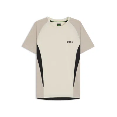 Hugo Boss Slim-fit T-shirt In Mesh Jersey With Contrast Inserts In White