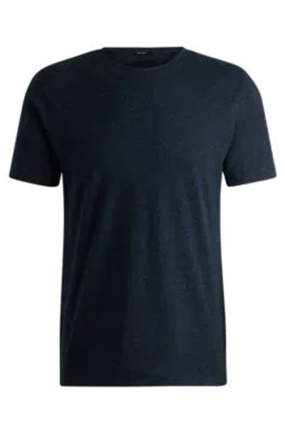 Hugo Boss Slim-fit T-shirt In Performance Fabric In Dark Blue