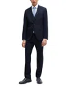 Hugo Boss Slim-fit Suit In A Checked Wool Blend In Dark Blue