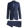 Hugo Boss Slim-fit Three-piece Suit In Checked Stretch Cloth In Blue