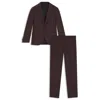 Hugo Boss Slim-fit Three-piece Suit In Checked Stretch Fabric In Brown
