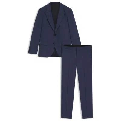 Hugo Boss Slim-fit Three-piece Suit With Sharkskin Weave In Blue