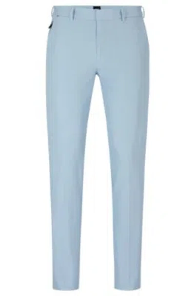 Hugo Boss Slim-fit Trousers In Stretch Cotton In Light Blue