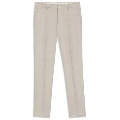 Hugo Boss Slim-fit Trousers In A Linen Blend In Neutral