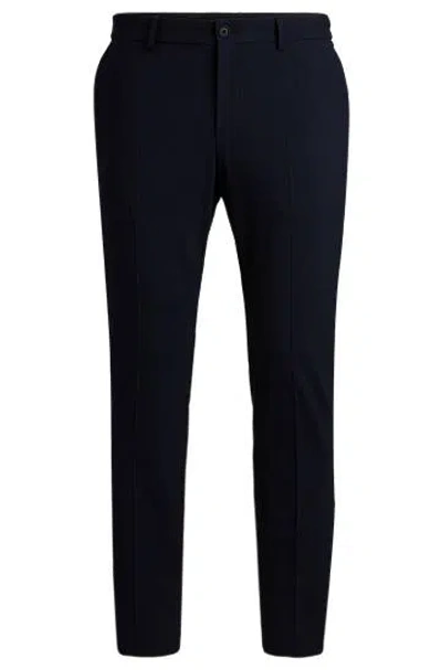 Hugo Boss Slim-fit Trousers In A Performance-stretch Wool Blend In Blue