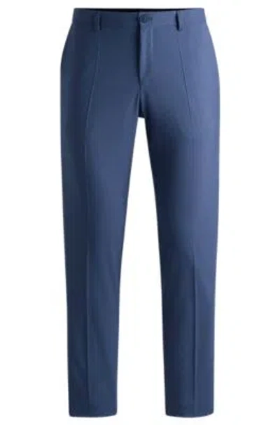 Hugo Boss Slim-fit Trousers In A Performance-stretch Wool Blend In Dark Blue