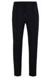 Hugo Boss Slim-fit Trousers In A Striped Wool Blend In Dark Blue