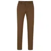 Hugo Boss Slim-fit Trousers In A Cotton Blend With Stretch In Light Brown