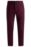 Hugo Boss Slim-fit Trousers In Cotton, Cashmere And Stretch In Dark Purple
