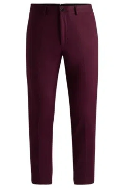 Hugo Boss Slim-fit Trousers In Cotton, Cashmere And Stretch In Purple
