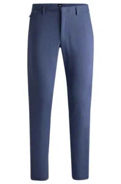 Hugo Boss Slim-fit Trousers In Cotton In Dark Blue