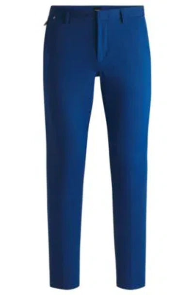 Hugo Boss Slim-fit Trousers In Stretch Cotton In Light Blue