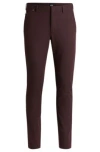 Hugo Boss Slim-fit Trousers In Cotton In Light Red