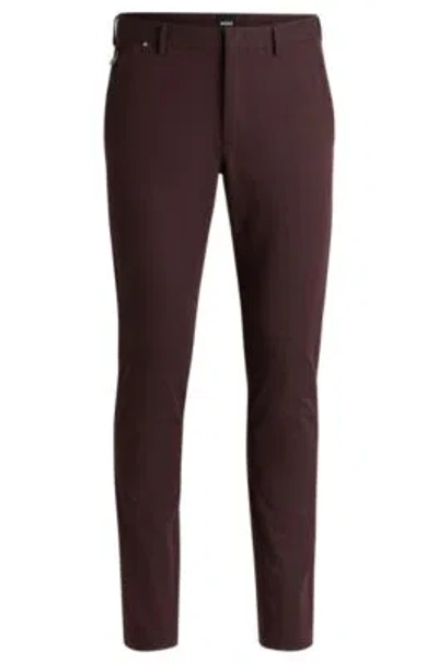 Hugo Boss Slim-fit Trousers In Cotton In Light Red
