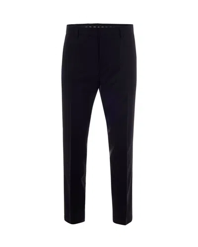 Hugo Boss Slim Fit Trousers In Fine Virgin Wool With Pleats In Black