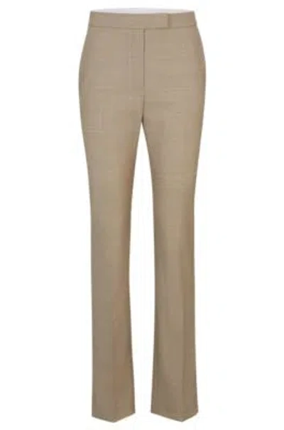 Hugo Boss Slim-fit Trousers In Italian Virgin-wool Sharkskin In Patterned