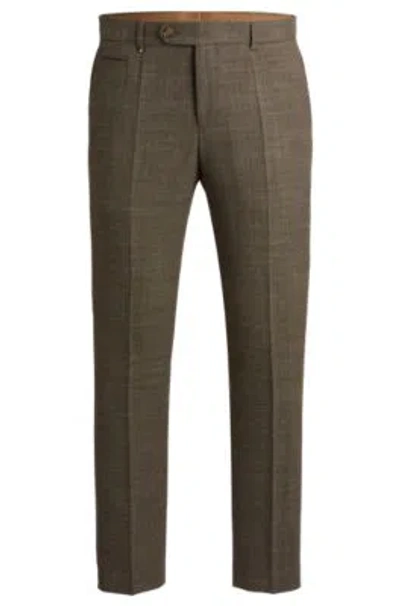 Hugo Boss Slim-fit Trousers In Melange Stretch Cloth In Light Beige