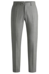Hugo Boss Slim-fit Trousers In Melange Wool In Grey