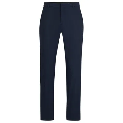 Hugo Boss Slim-fit Pants In Melange Stretch Fabric In Dark Blue