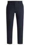 Hugo Boss Slim-fit Trousers In Micro-patterned Stretch Cloth In Dark Blue